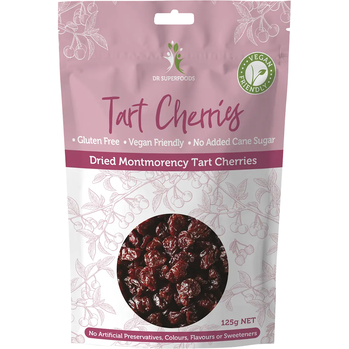 Dr Superfoods Dried Tart Cherries 125g — front pack image (UHP)