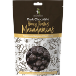 Dr Superfoods Honey Roasted Macadamias Dark Chocolate 100g — front pack image (UHP)