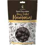 Dr Superfoods Honey Roasted Macadamias Dark Chocolate 100g — front pack image (UHP)
