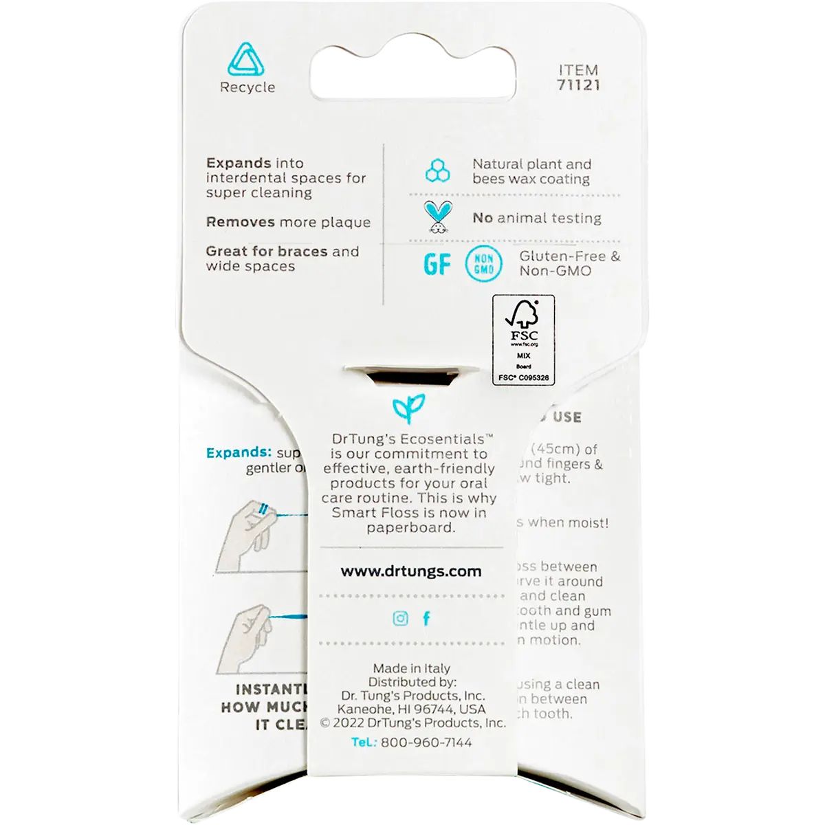 Dr Tung's -Smart Dental Floss 27m — back pack image (UHP)