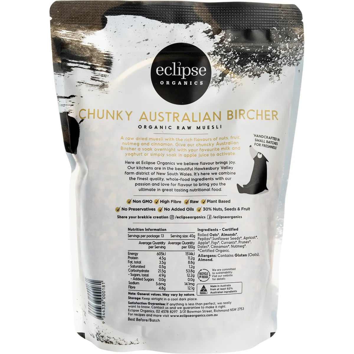 Eclipse Organics Bircher Chunky Australian Muesli 500g