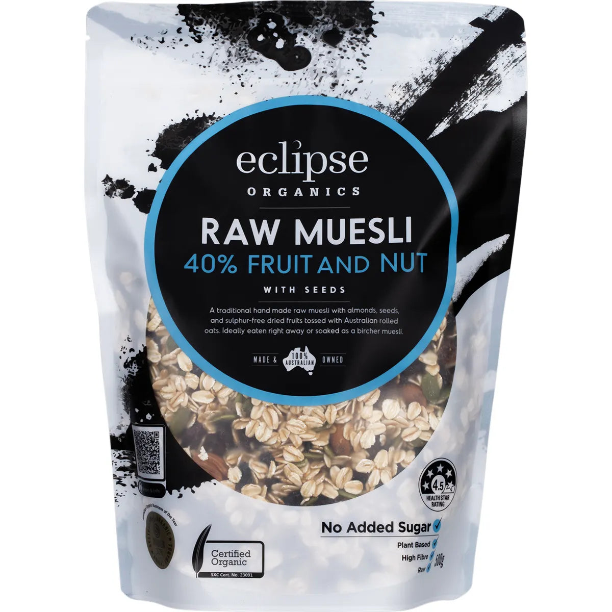 Eclipse Organics Raw Muesli 40% Fruit and Nut 500g