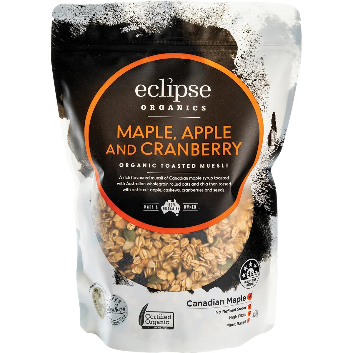 Eclipse Organics Muesli Maple, Apple & Cranberry 450g