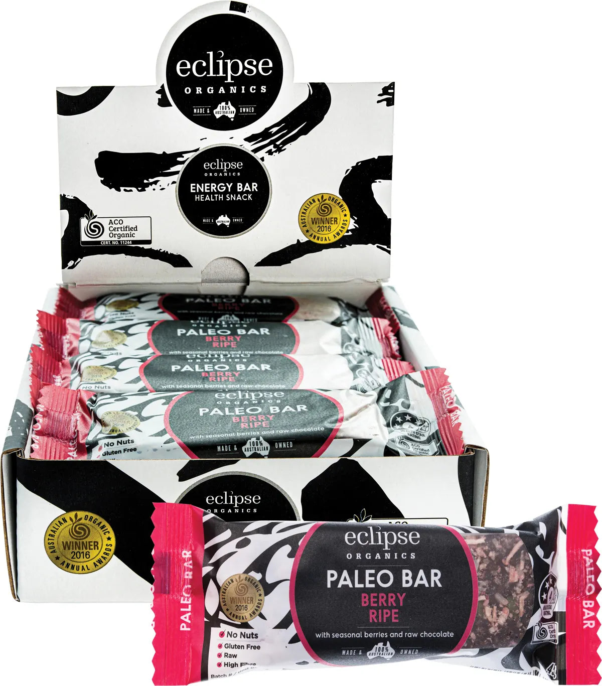 Eclipse Organics Raw Paleo Bar Berry Ripe 12 x 45g