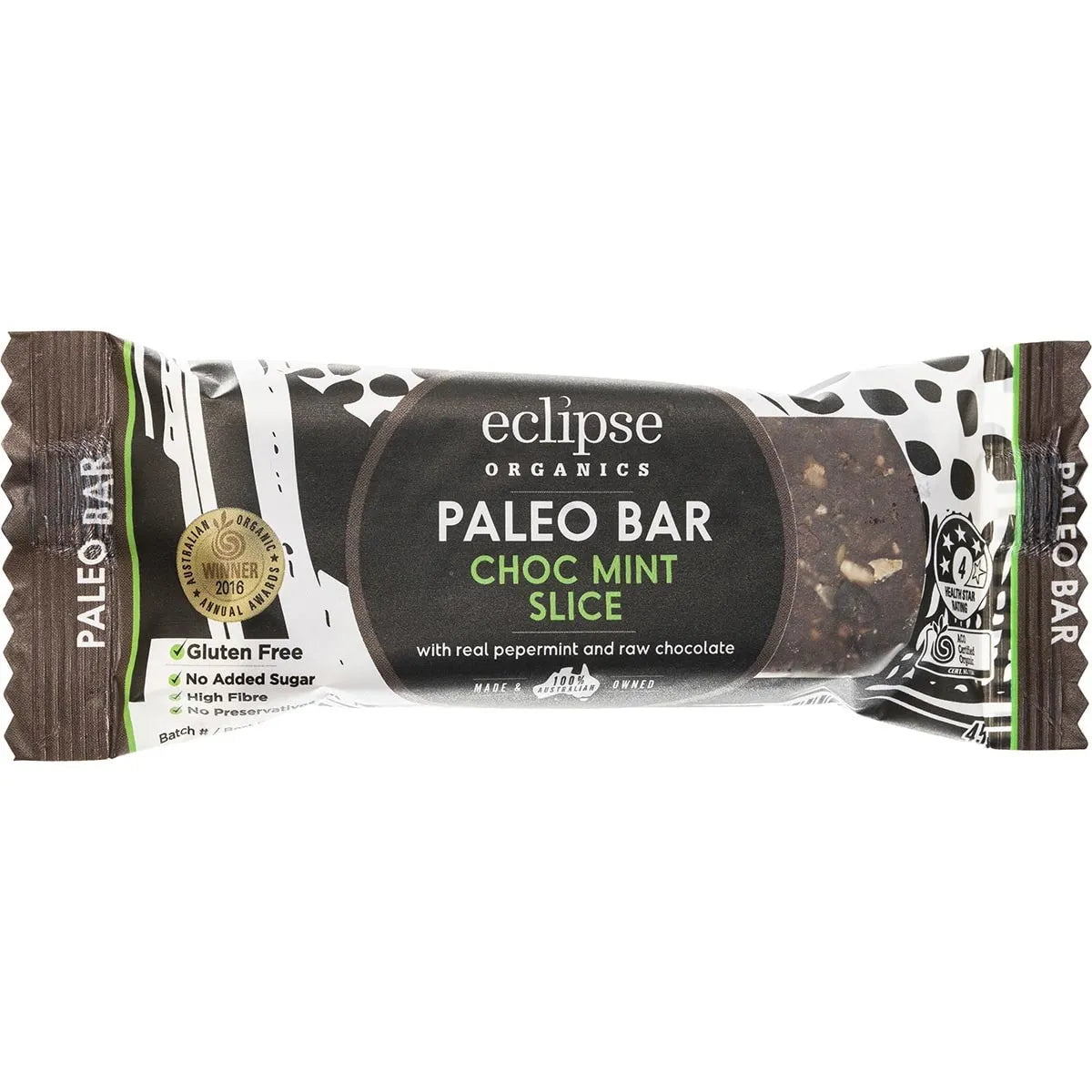 Eclipse Organics Raw Paleo Bar Choc Mint Slice 12 x 45g