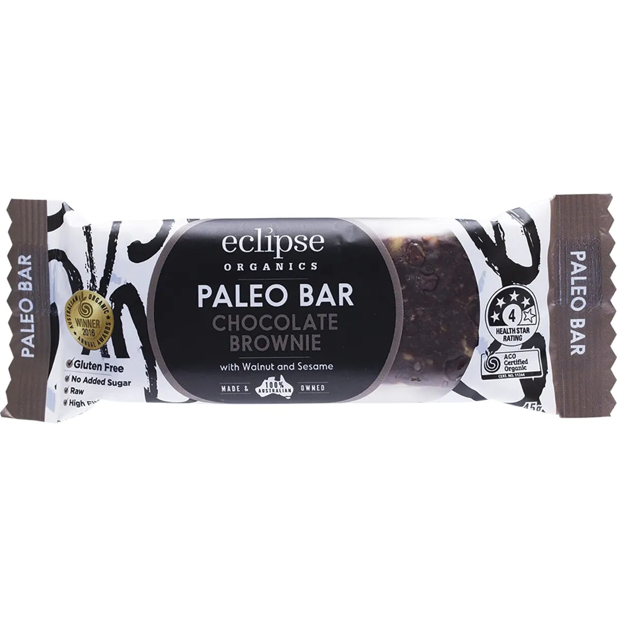 Eclipse Organics Raw Paleo Bar Chocolate Brownie 12 x 45g