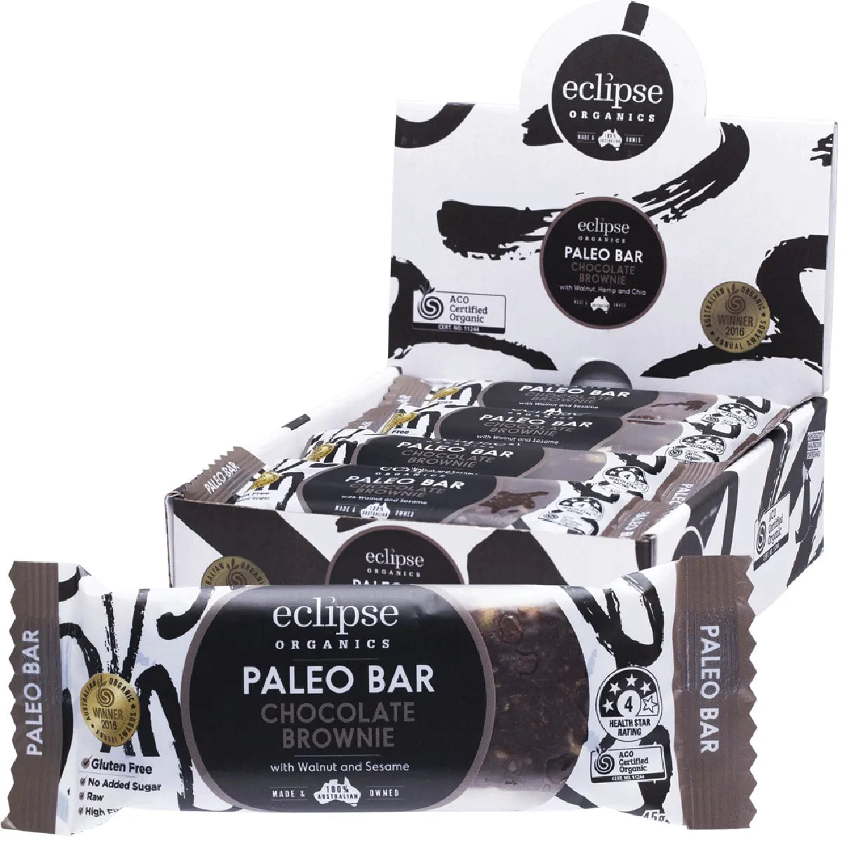 Eclipse Organics Raw Paleo Bar Chocolate Brownie 12 x 45g