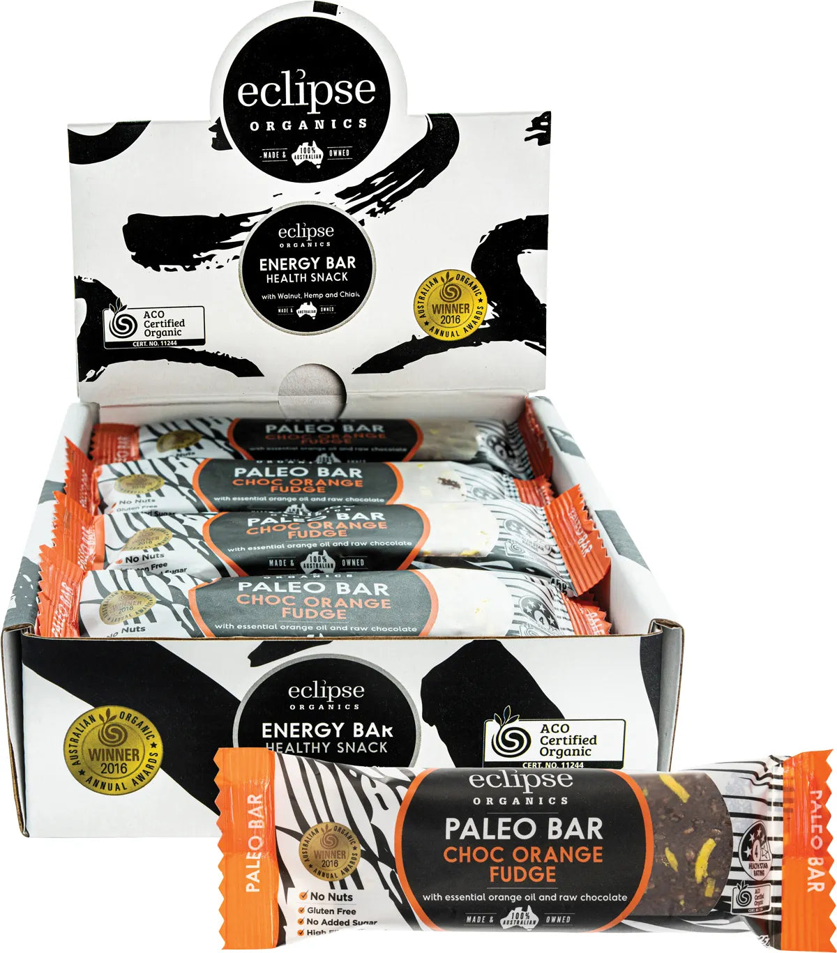 Eclipse Organics Raw Paleo Bar Choc Orange Fudge 12 x 45g