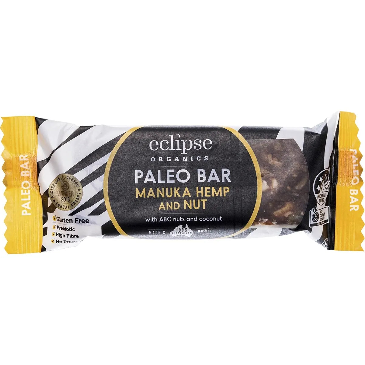 Eclipse Organics Raw Paleo Bar Manuka, Nut and Hemp 12 x 45g