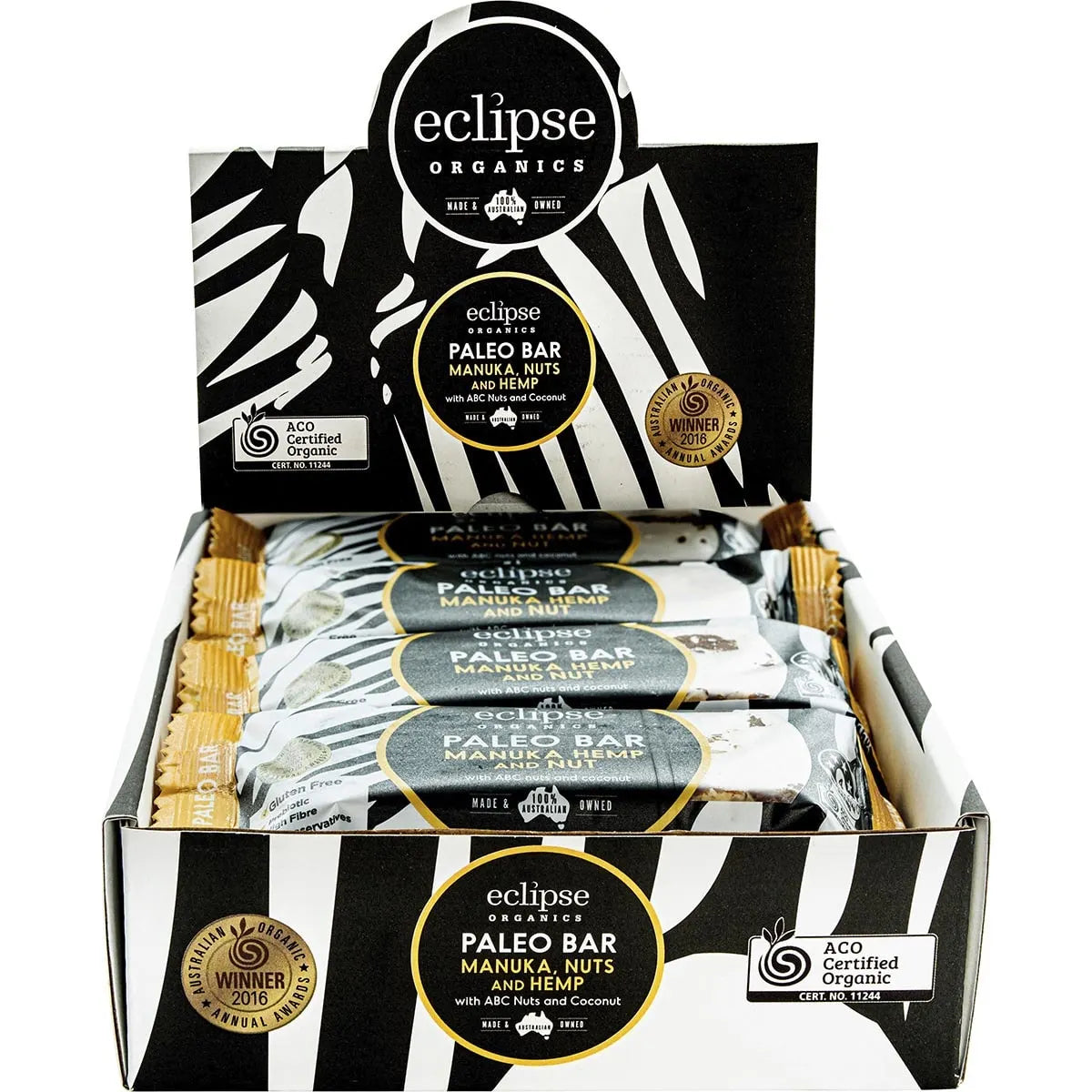 Eclipse Organics Raw Paleo Bar Manuka, Nut and Hemp 12 x 45g