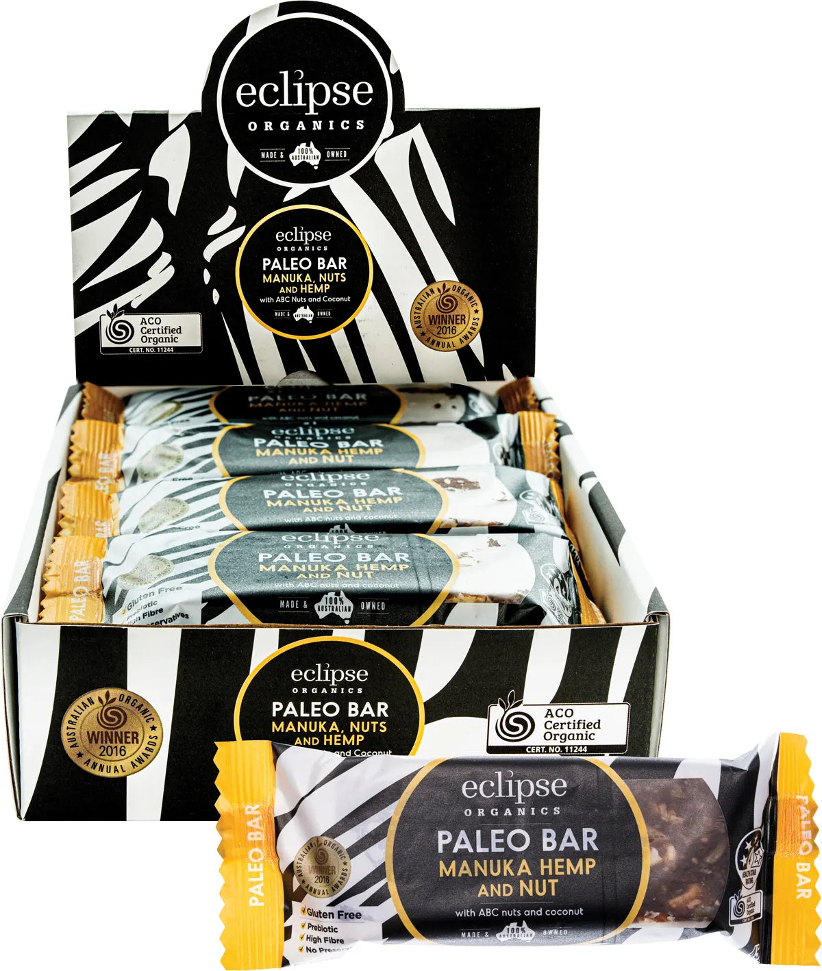 Eclipse Organics Raw Paleo Bar Manuka, Nut and Hemp 12 x 45g