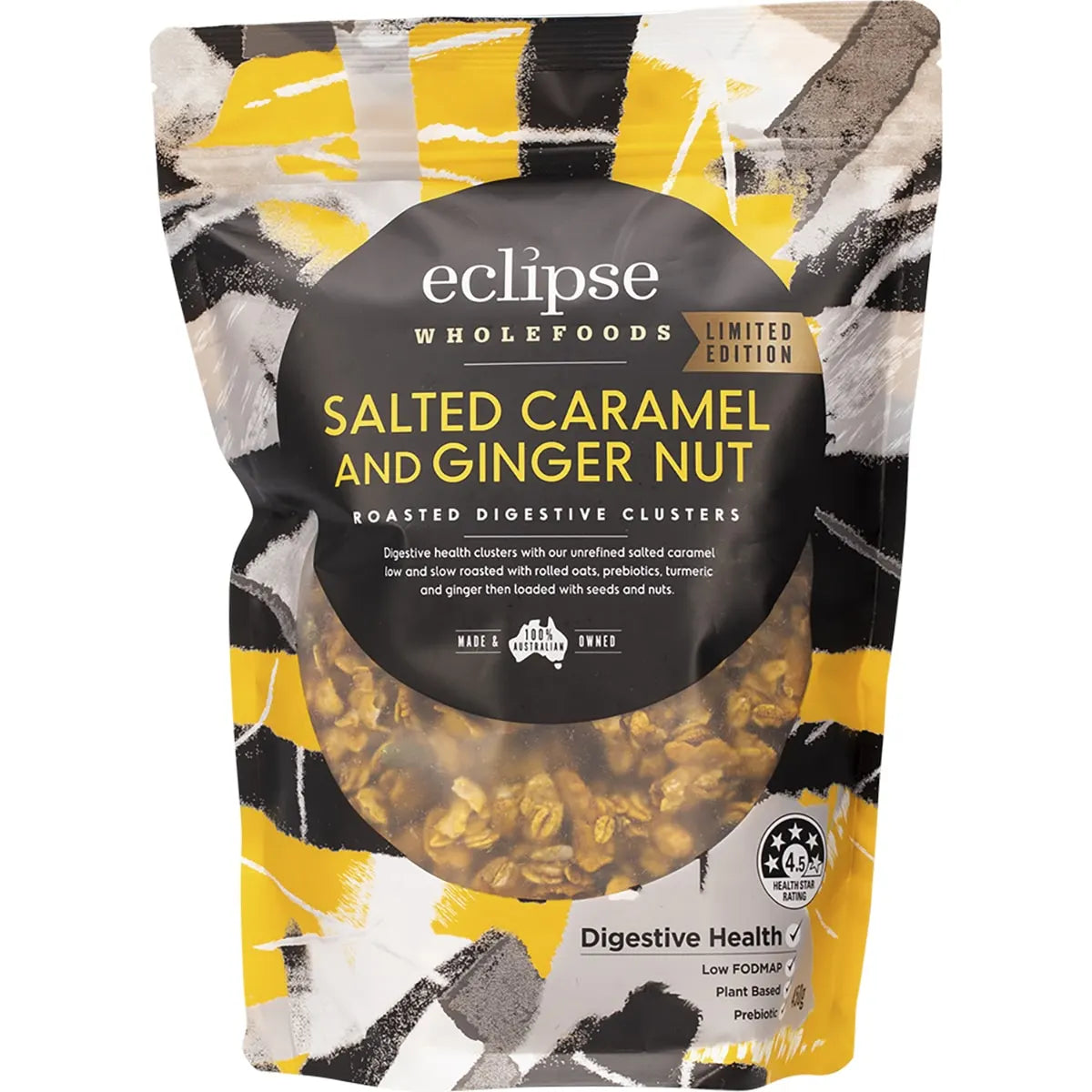 (CLEARANCE - BBD 01/08/24) Eclipse Organics Roasted Digestive Clusters Salted Caramel & Ginger Nut 450g