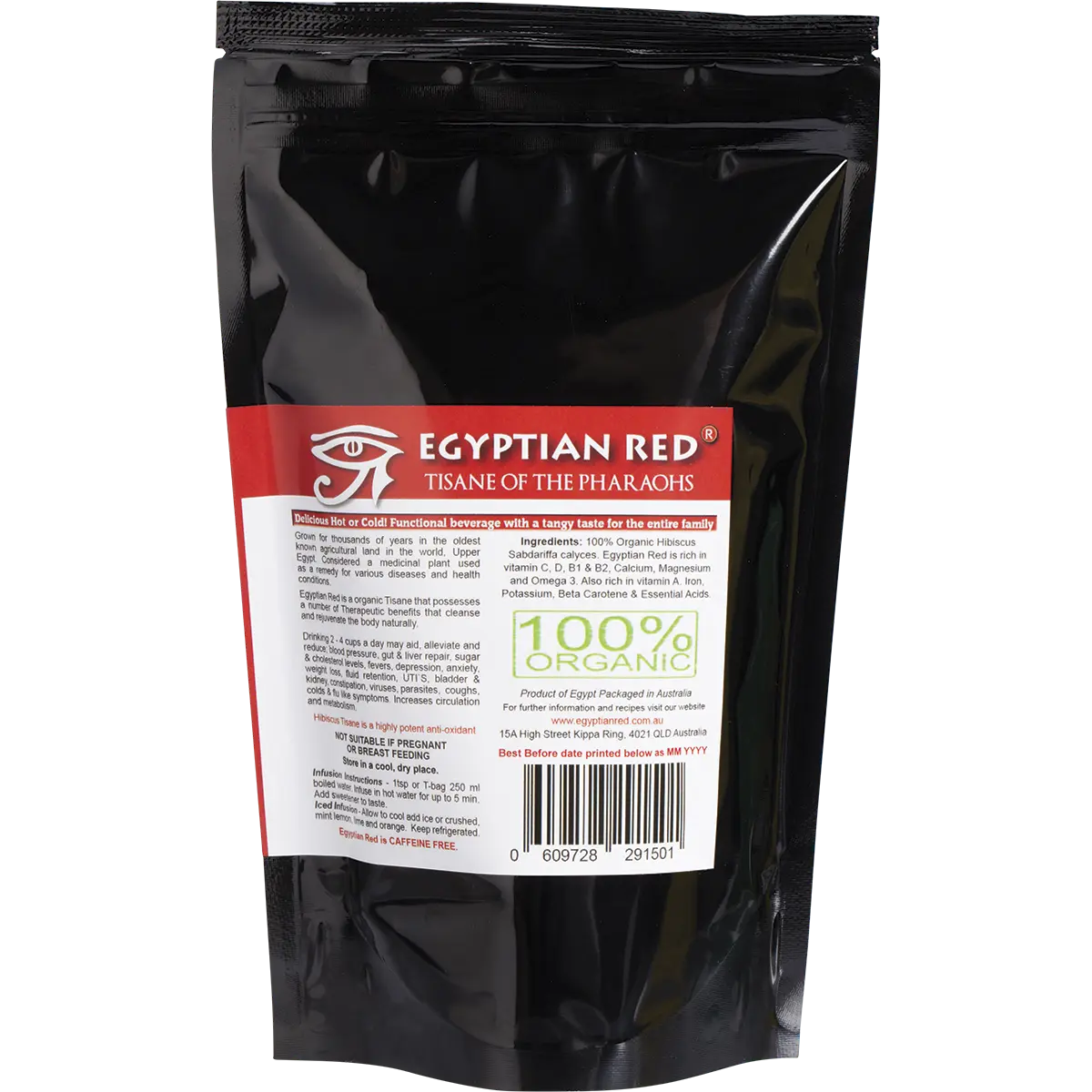 Egyptian Red Tea of the Pharaohs Herbal Loose Leaf Tea — back pack image (UHP)