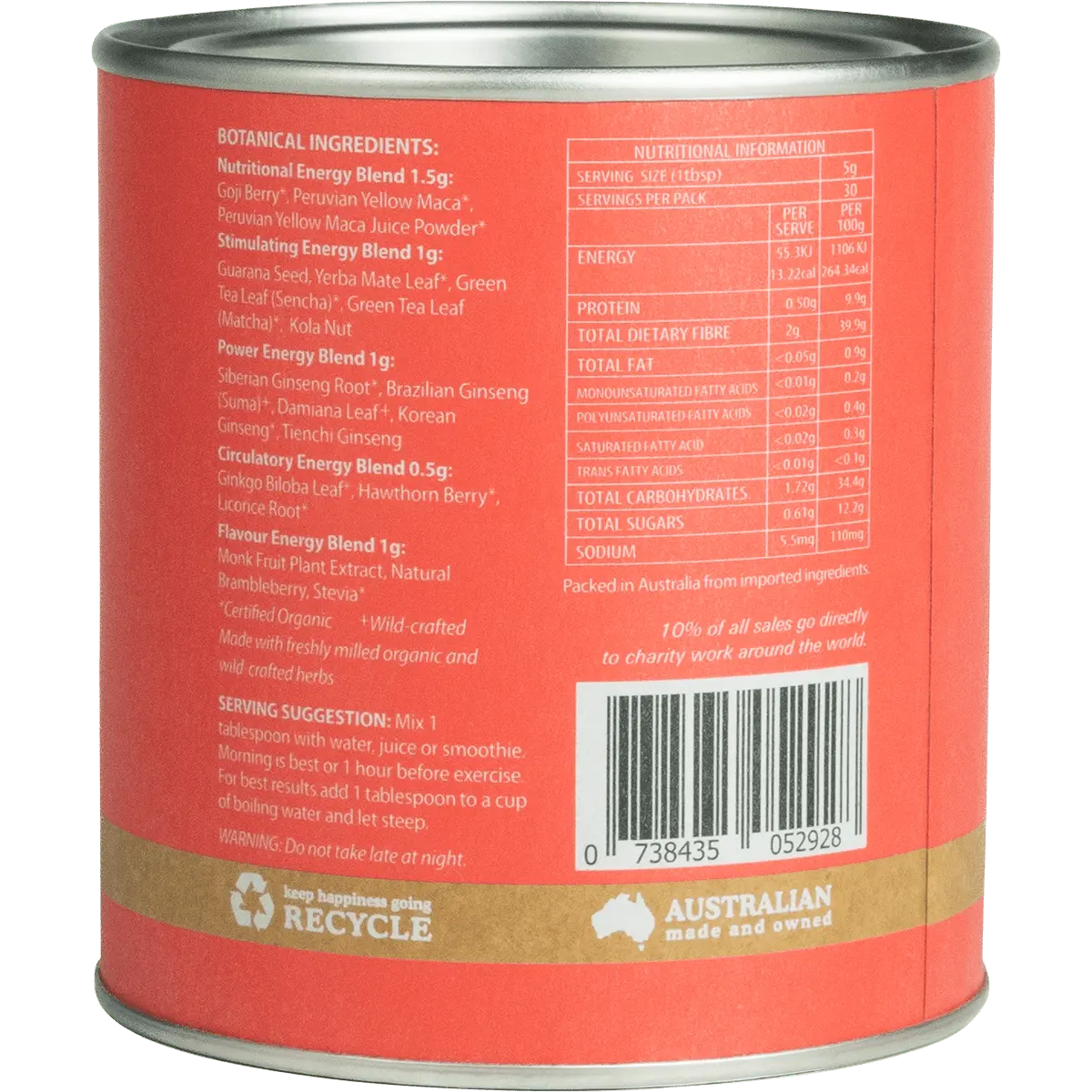 Eden Healthfoods - Energy Shot Pre-Workout 150g — side pack image (UHP)