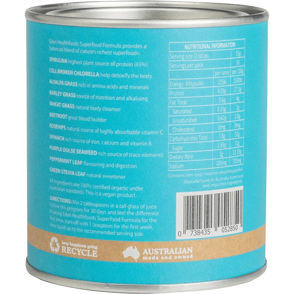 Eden Healthfoods - Certified Organic Greens Powder — side pack image (UHP)
