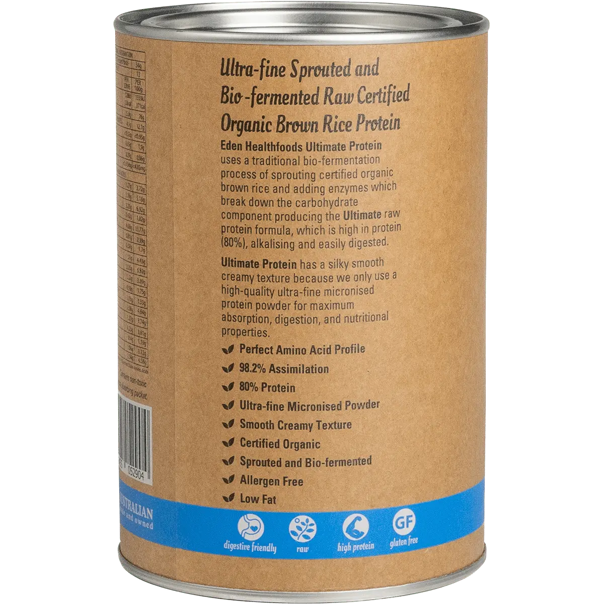 Eden Healthfoods Ultimate Protein Sprouted Brown Rice Vanilla — side pack image (UHP)