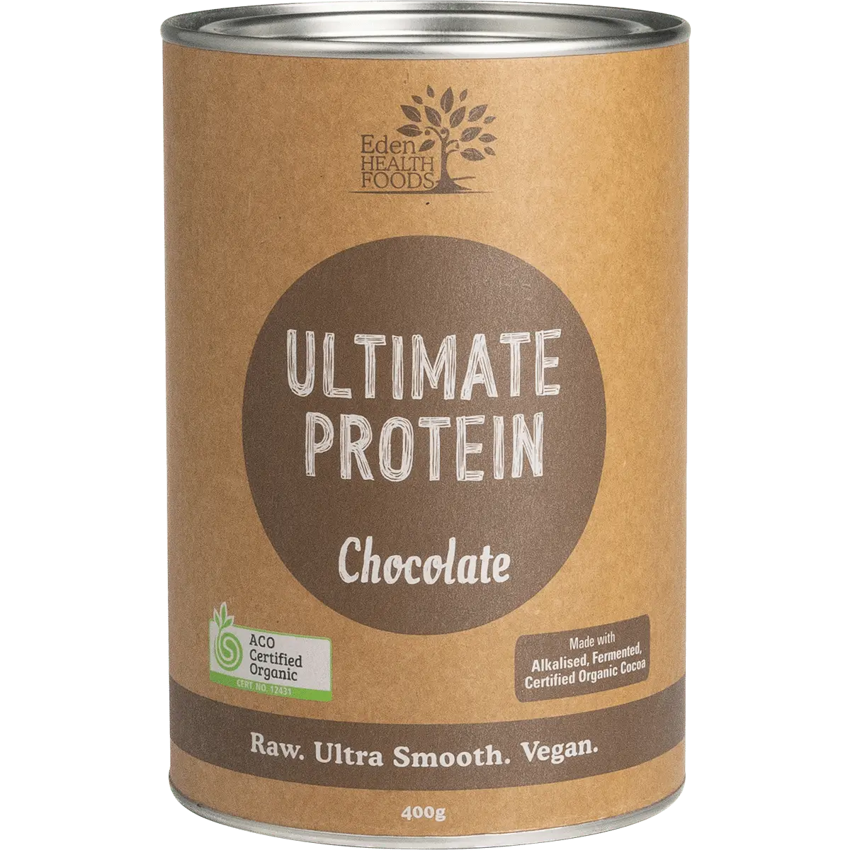 Eden HealthFoods Ultimate Protein Sprouted Brown Rice Chocolate — front pack image (UHP)