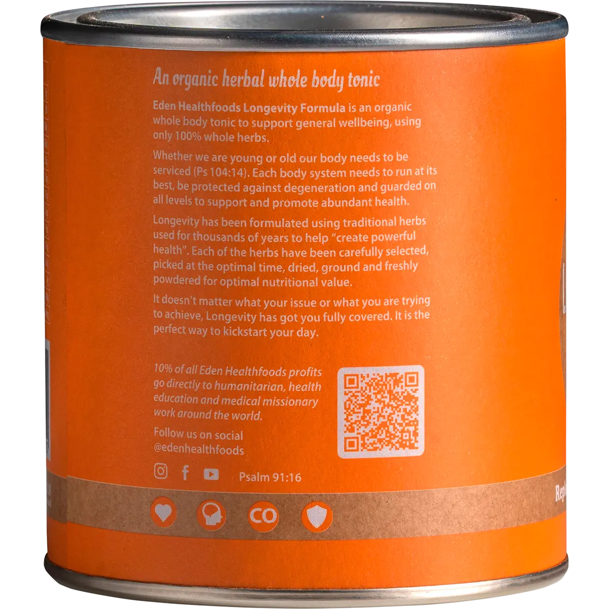 Eden Healthfoods - Longevity Whole Body Tonic 150g — back pack image (UHP)