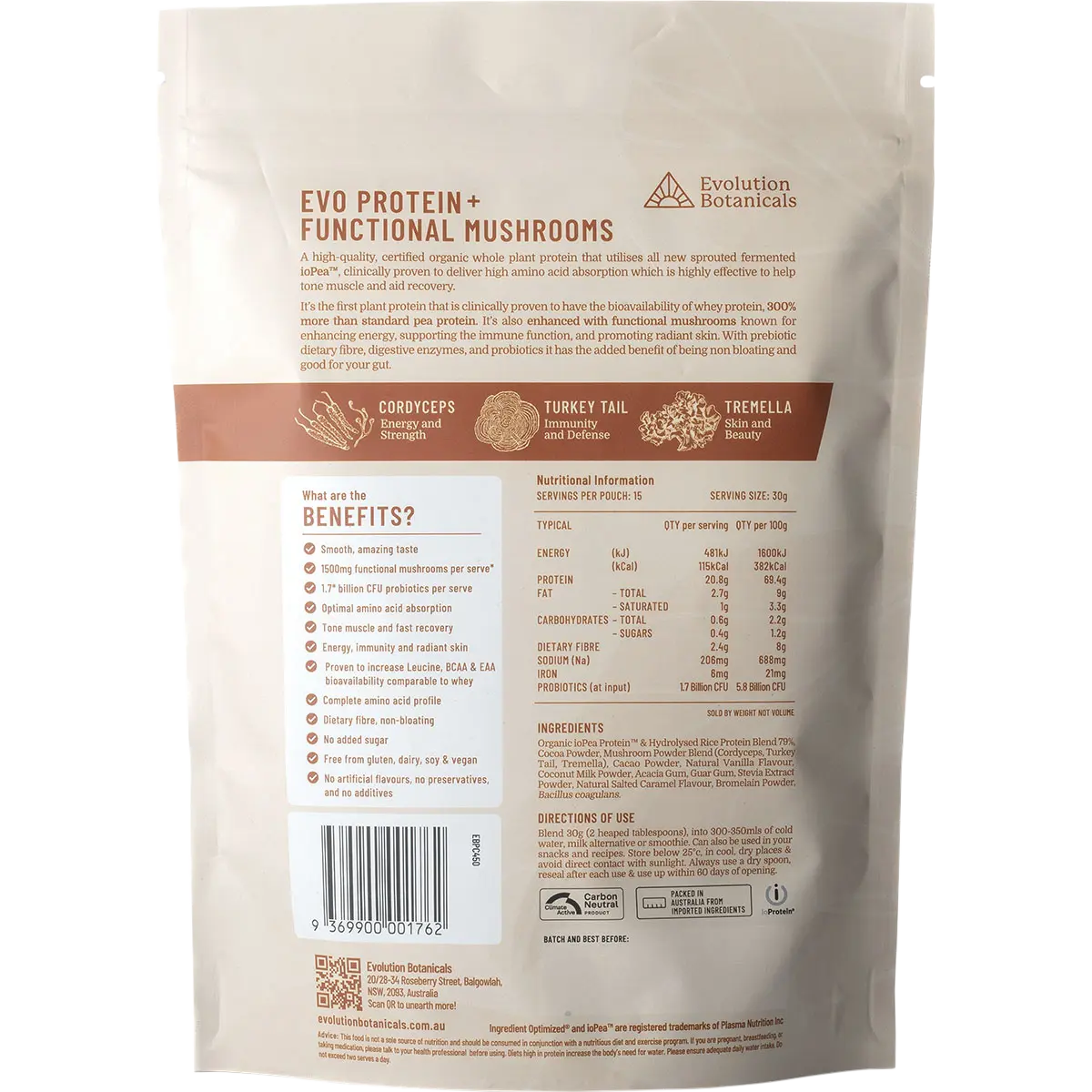 Evolution Botanicals EVO Protein Forever Sustain Blend Smooth Chocolate 450g