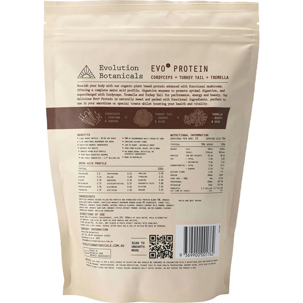 (CLEARANCE BB 11/11/24) Evolution Botanicals EVO Protein Forever Sustain Blend Smooth Chocolate 450g