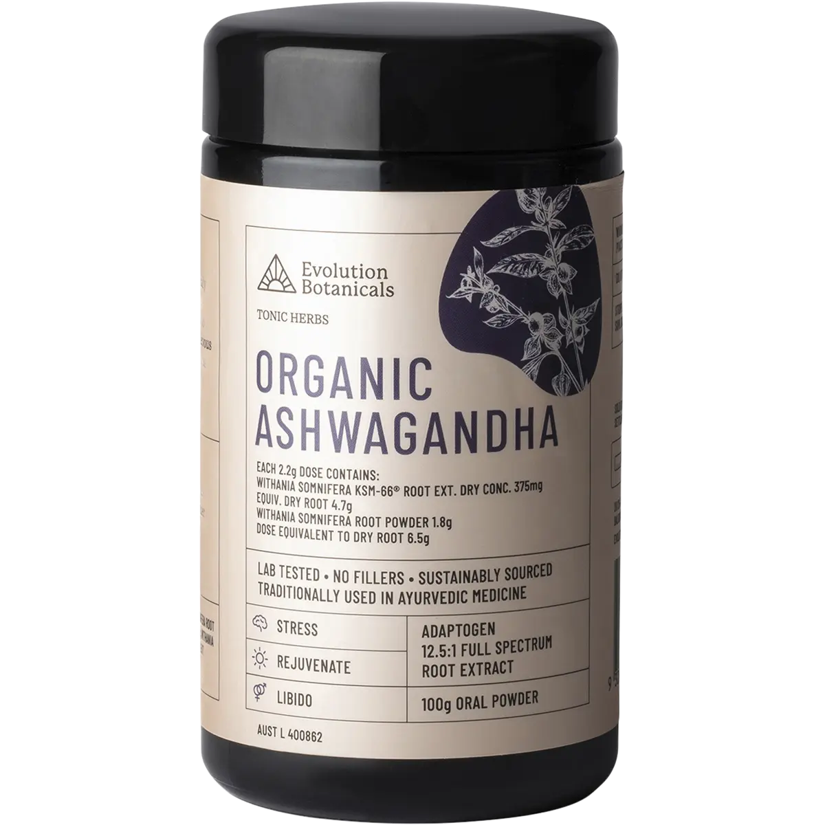 Evolution Botanicals Organic Ashwagandha Tonic Herbs 100g