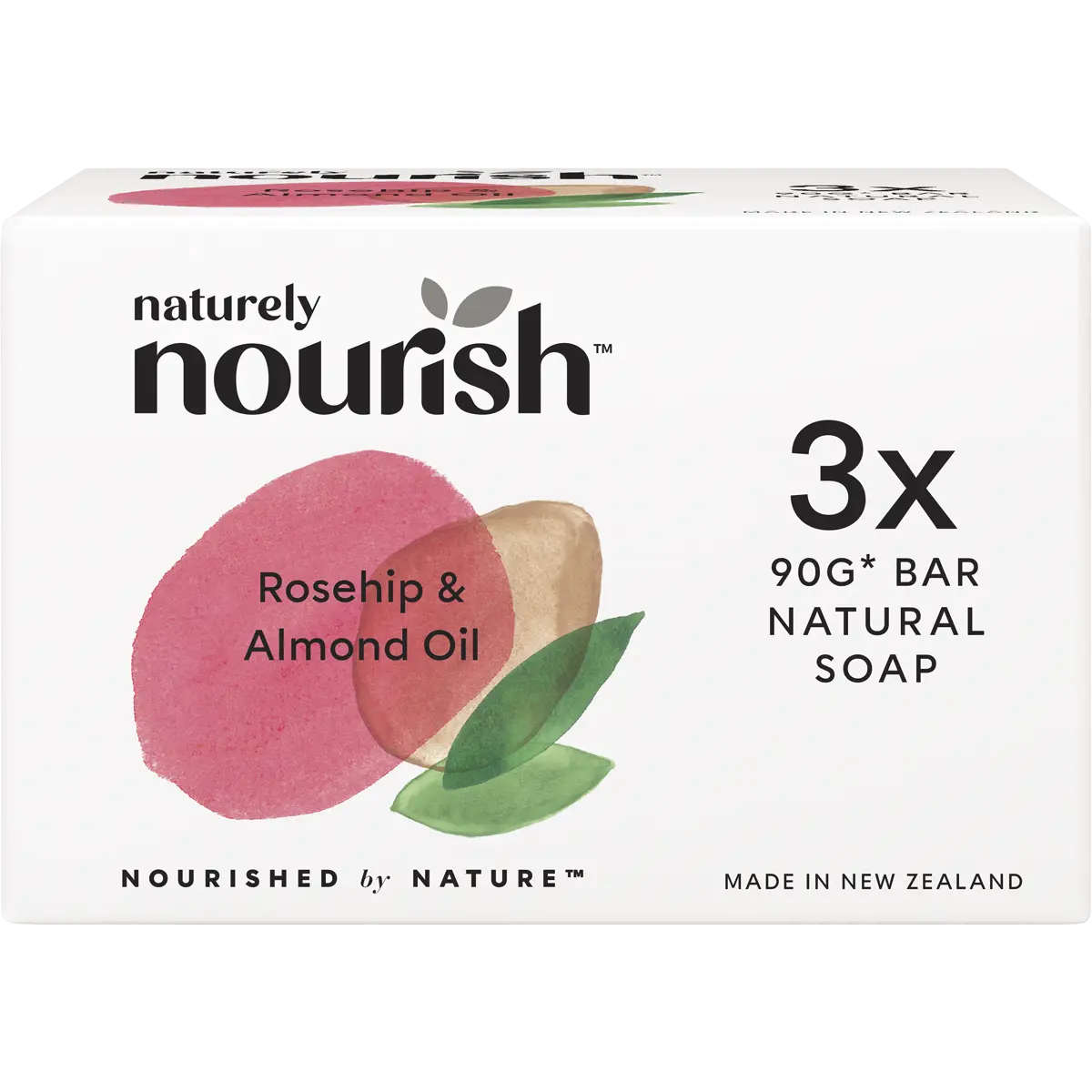 Naturely Nourish Natural Soap Bar Rosehip & Almond Oil 3pk