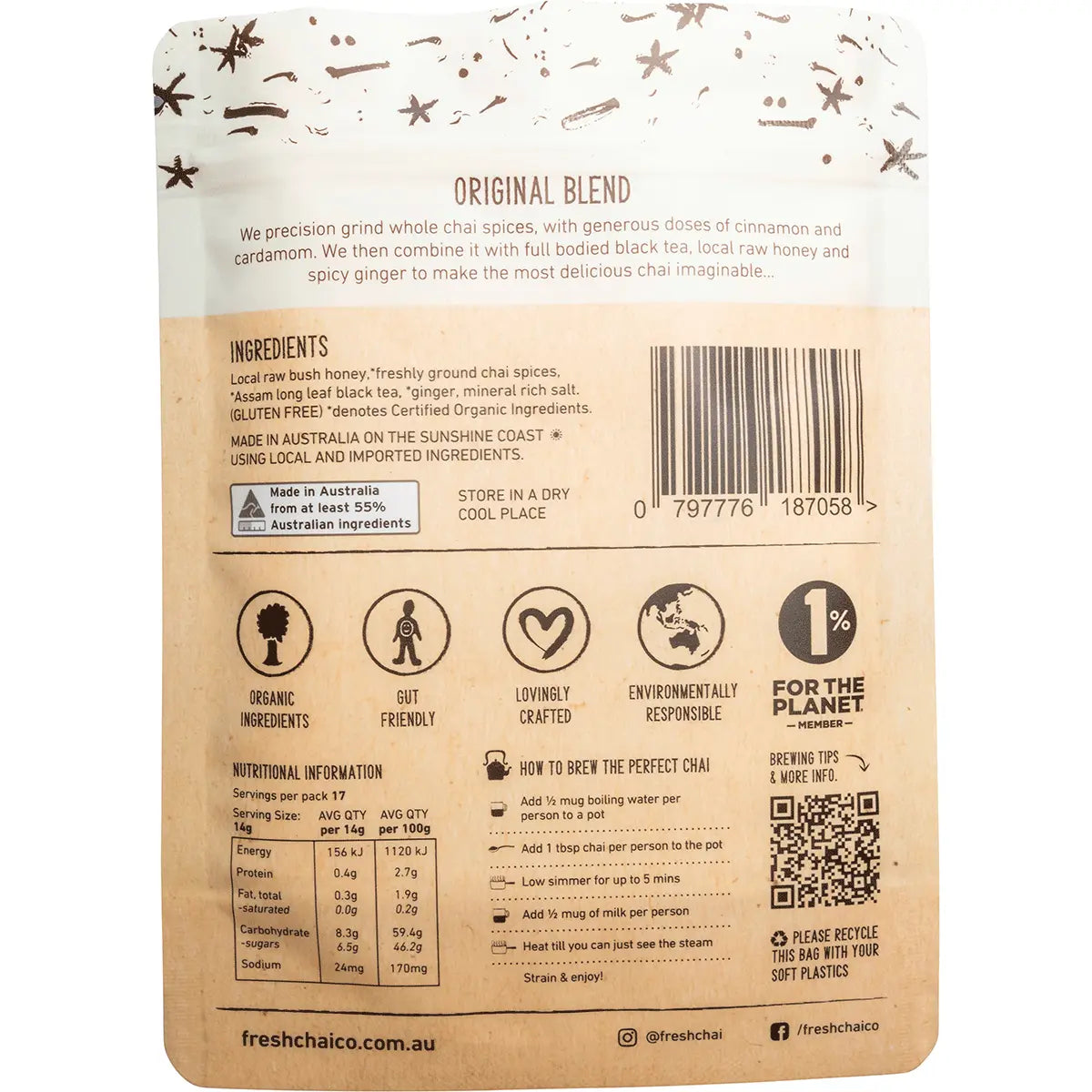 The Fresh Chai Co. Original Blend Honey Soaked Chai — back pack image (UHP)
