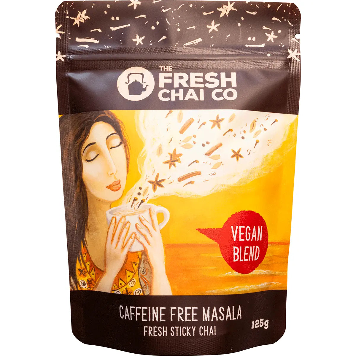 The Fresh Chai Co. Vegan Caffeine Free Masala Long Soaked Chai — front pack image (UHP)