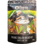 The Fresh Chai Co. Organic English Breakfast Loose Leaf Tea 200g — front pack image (UHP)