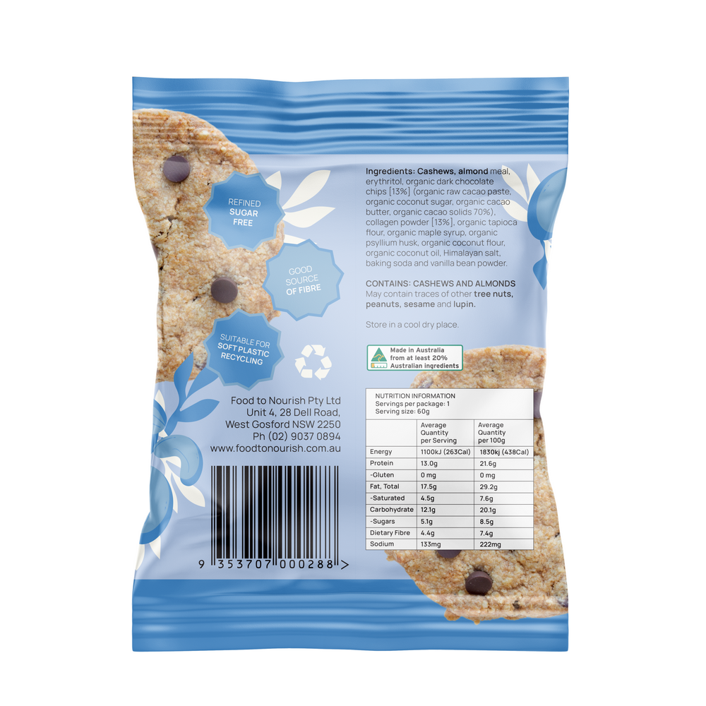 Food to Nourish Protein Cookie Choc Chip 12 x 60g