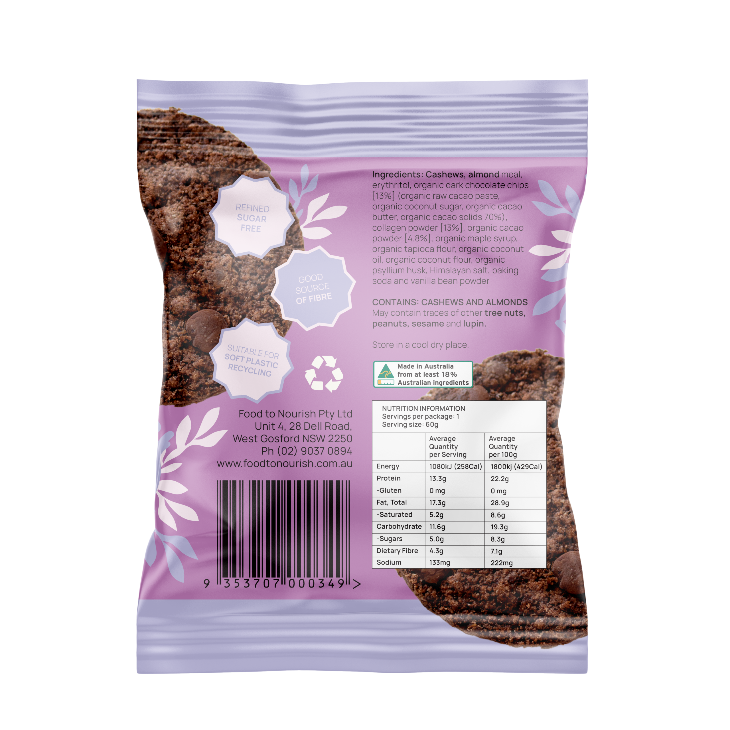 Food to Nourish Protein Cookie Double Choc 12 x 60g