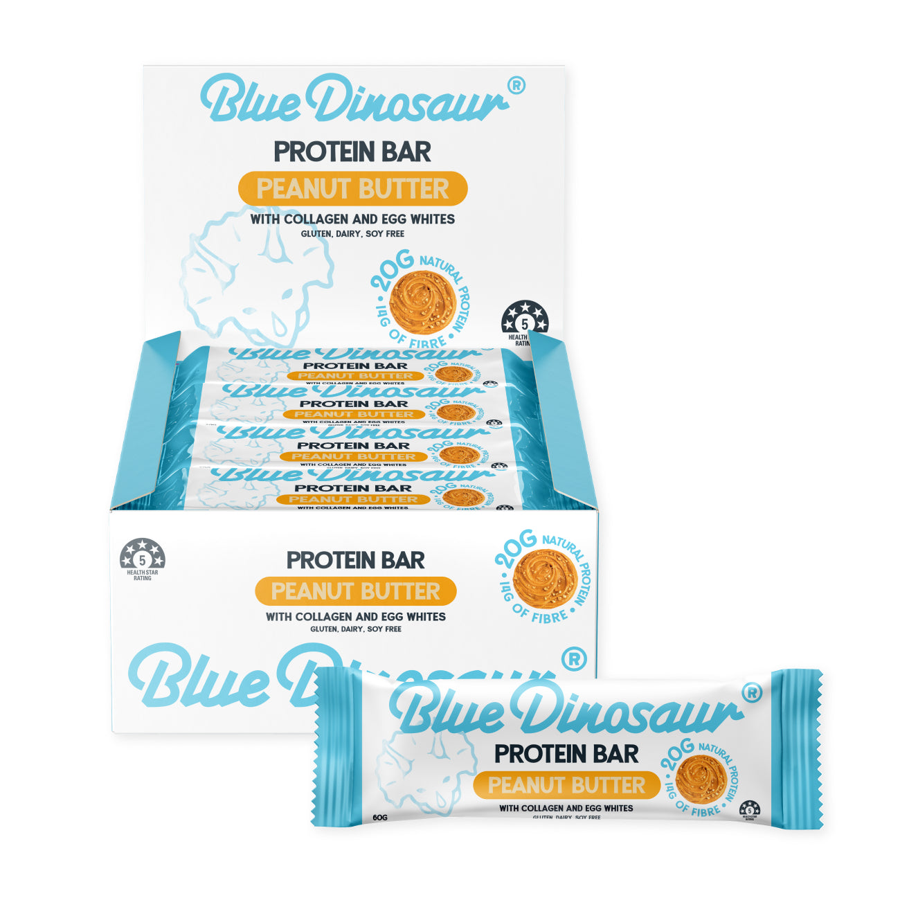 Blue Dinosaur Peanut Butter Protein Bar x12 — official product gallery image