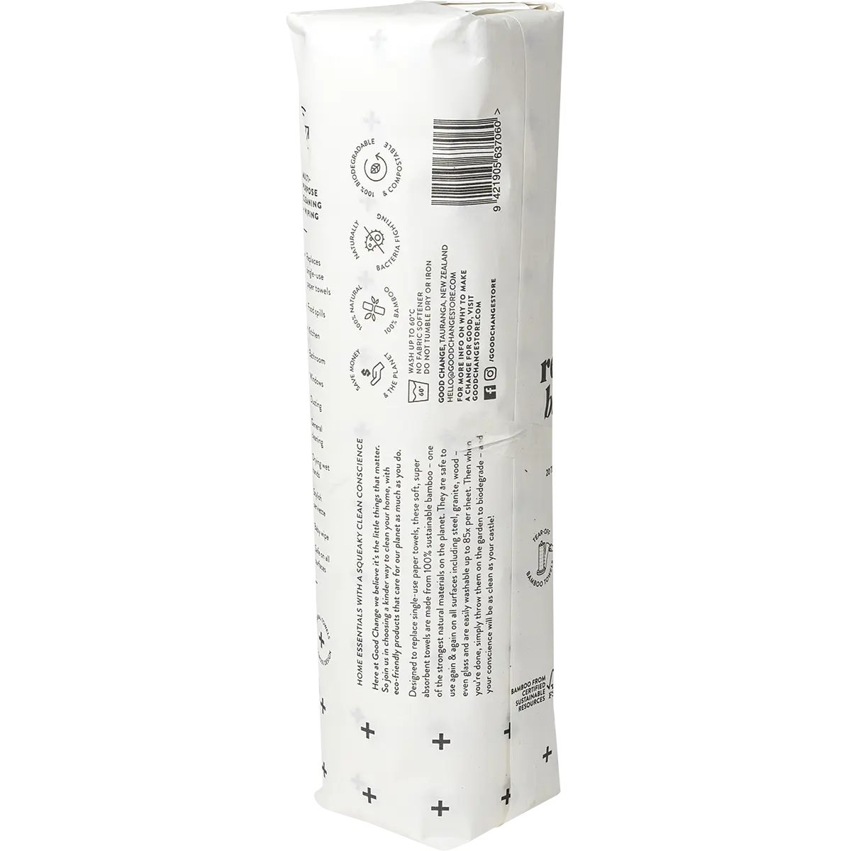 Good Change Store Reusable Bamboo Towels 20 sheets — side pack image (UHP)