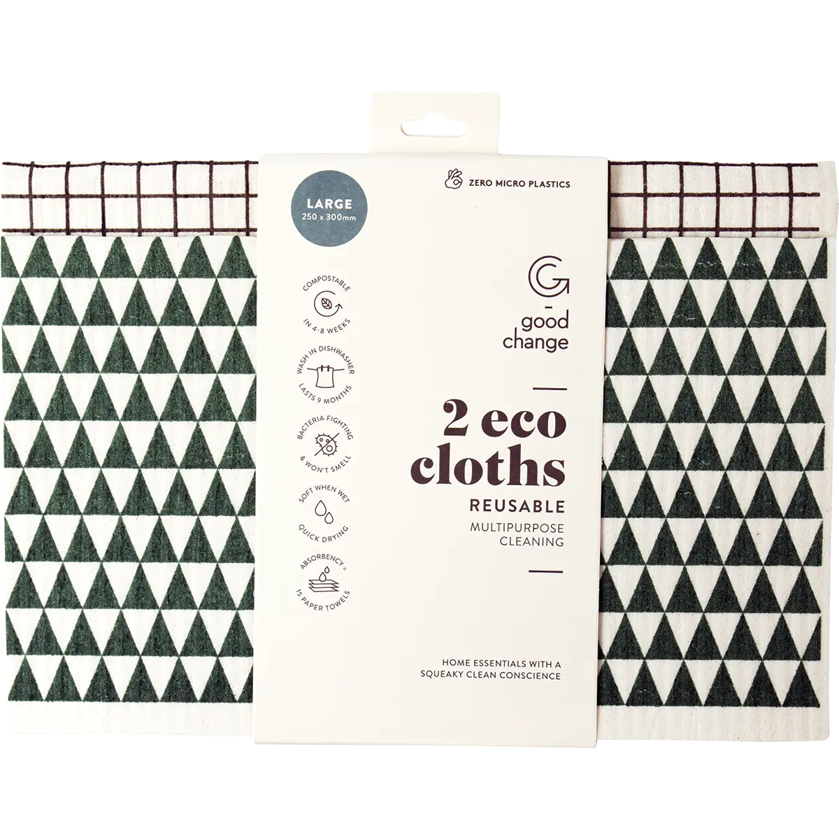 Good Change Store Eco Cloth Large 2pk — front pack image (UHP)