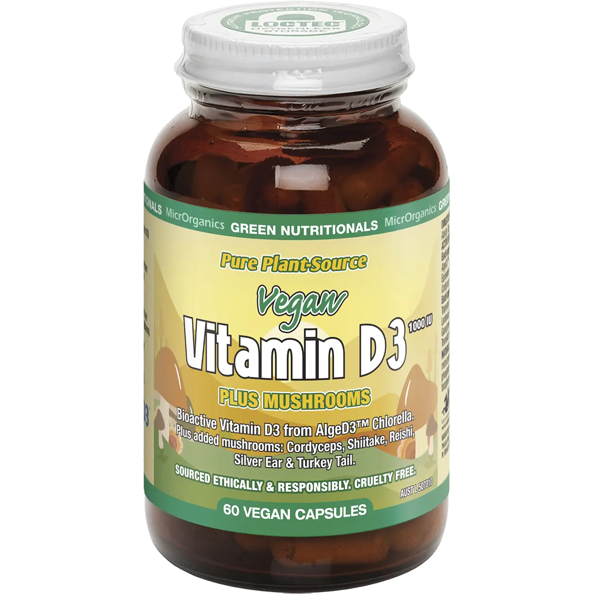Green Nutritionals Vitamin D3 1000IU + Mushrooms supplier image 1