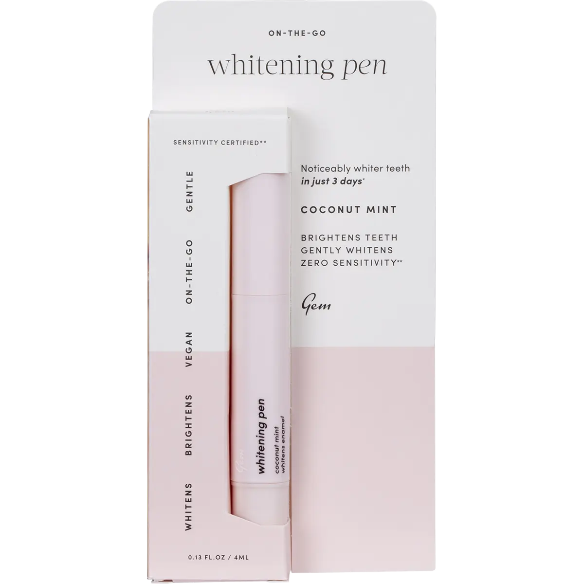 Gem Whitening Pen Coconut Mint (Whitens Enamel) 4ml — front pack image (UHP)