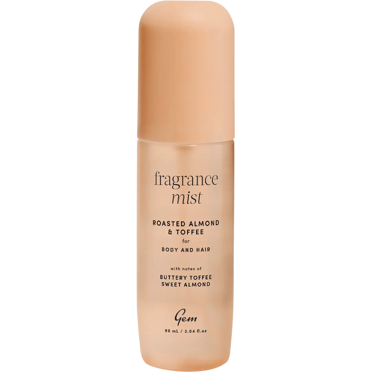 Gem Fragrance Mist For Body & Hair Roasted Almond & Toffee 90ml — front pack image (UHP)