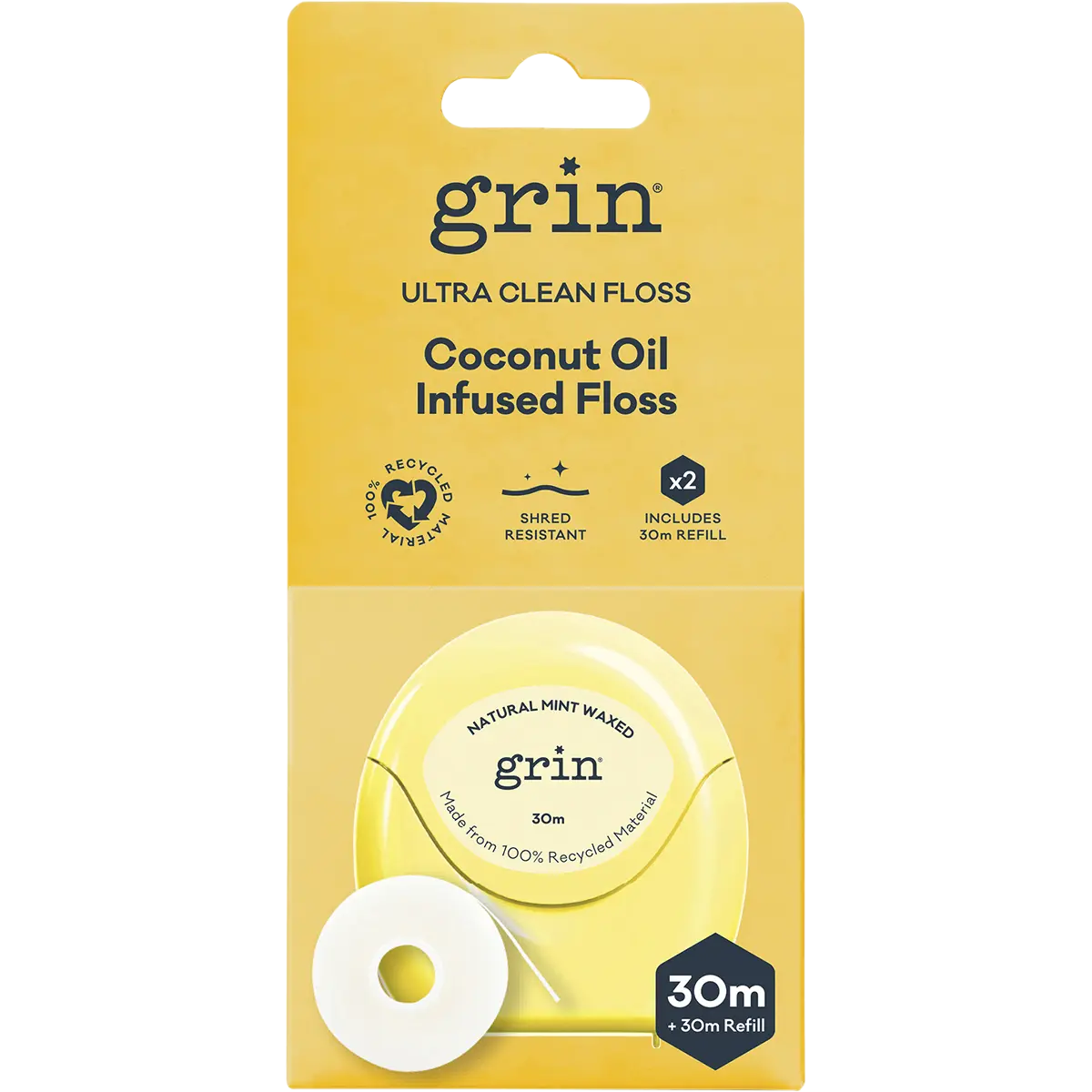 Grin Ultra Clean Floss Coconut Oil Infused 30m + Refill 8x2pk lifestyle image