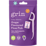 Grin Ultra Smooth Floss Picks Grape Flavoured 80pk