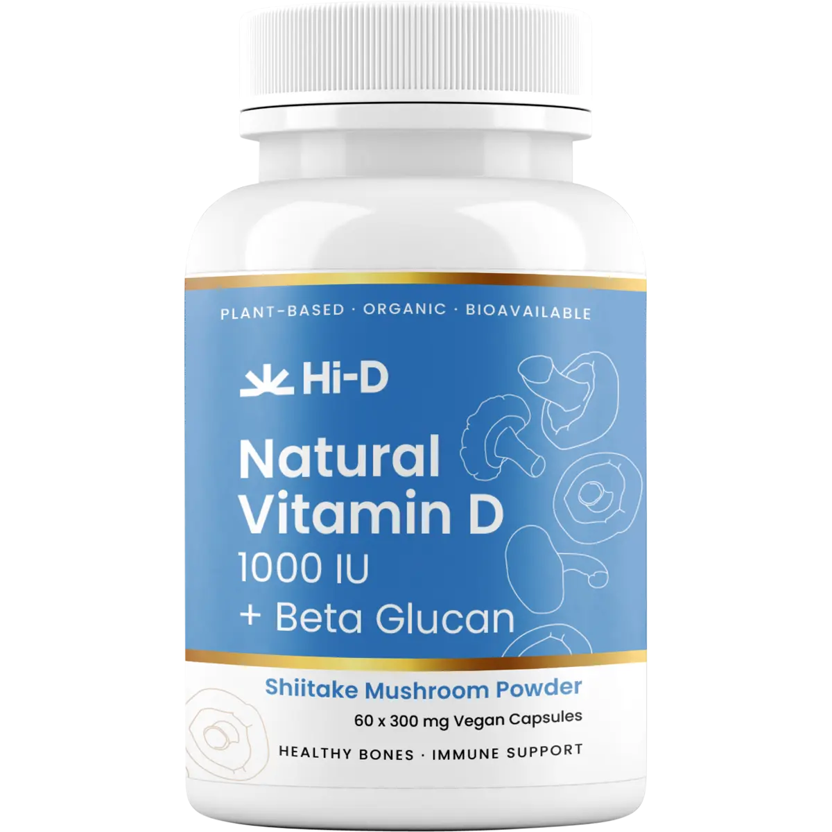 Hi-D Natural Vitamin D 1000 IU + Beta Glucan 60 Caps — front pack image (UHP)