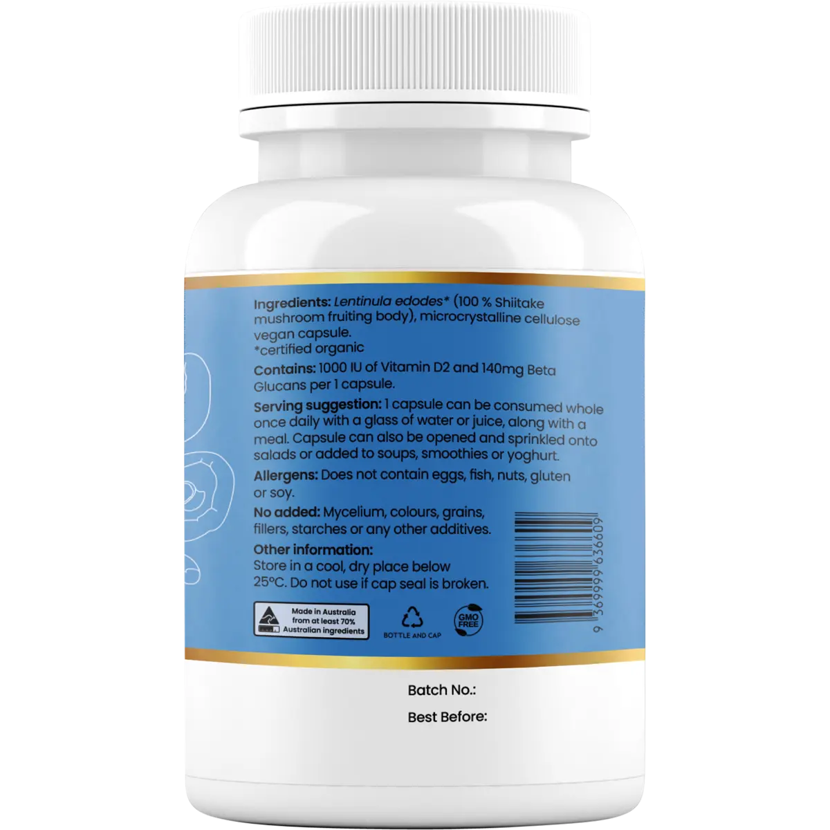 Hi-D Natural Vitamin D 1000 IU + Beta Glucan 60 Caps — side pack image (UHP)