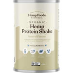Hemp Foods Australia Organic Hemp Protein Shake Natural 420g — front pack image (UHP)