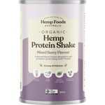 Hemp Foods Australia Organic Hemp Protein Shake Mixed Berry 420g — front pack image (UHP)
