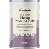 Hemp Foods Australia Organic Hemp Protein Shake Mixed Berry 420g — front pack image (UHP)