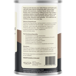 Hemp Foods Australia Organic Hemp Protein Shake Chocolate Espresso 420g — side pack image (UHP)
