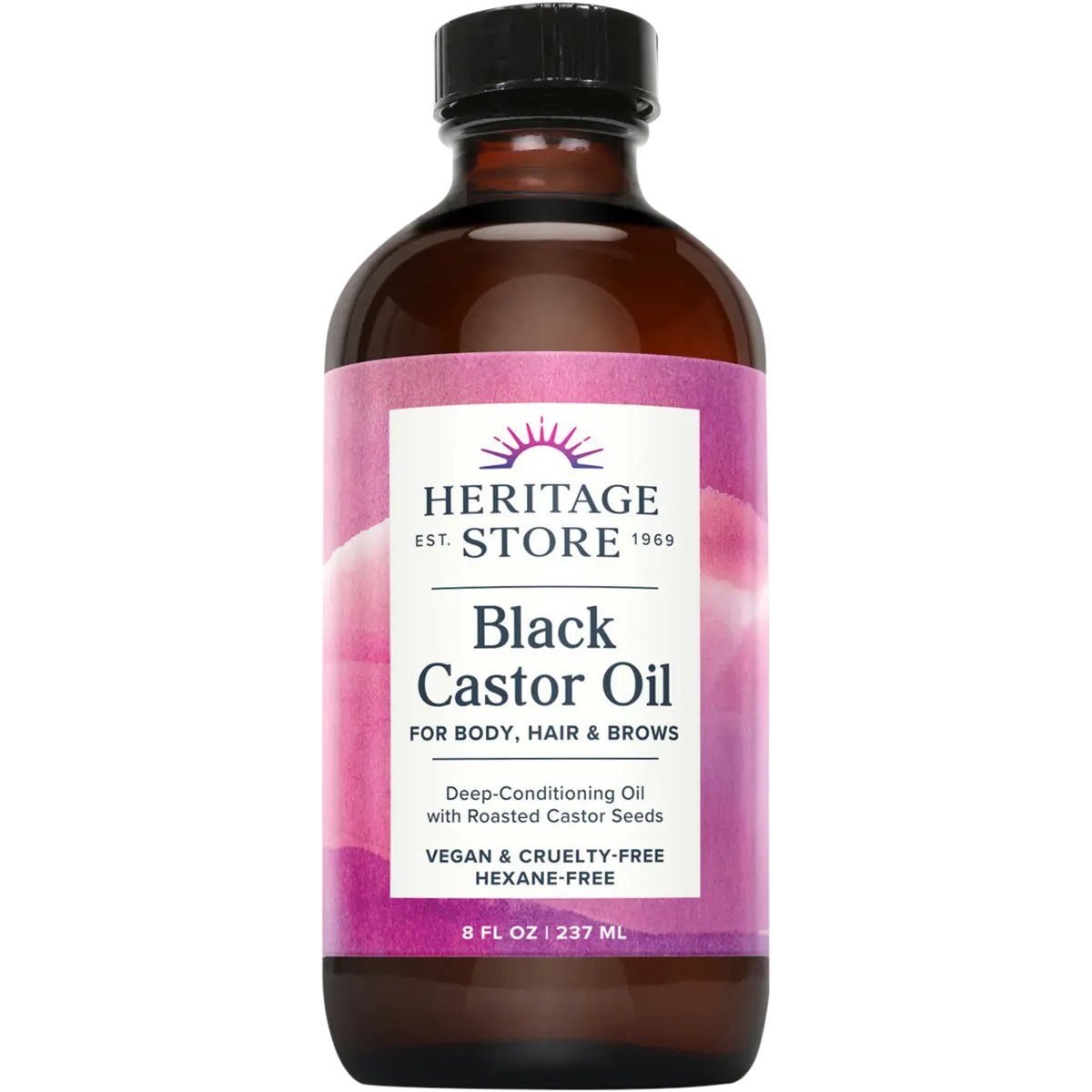 Heritage Store Black Castor Oil 237ml — front pack image (UHP)