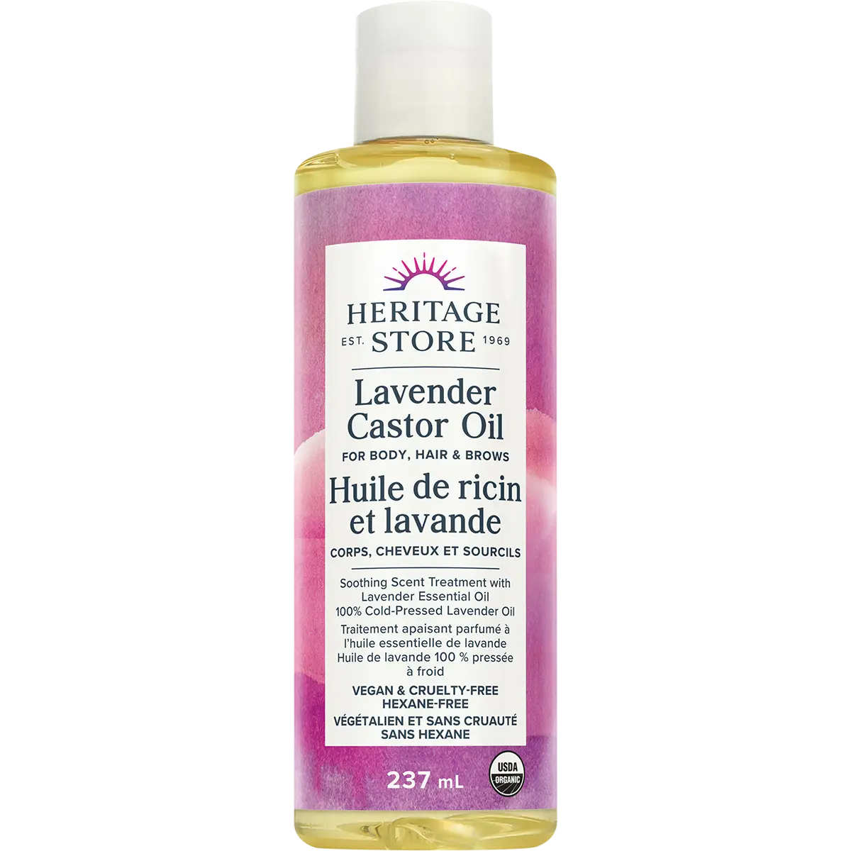Heritage Store Lavender Castor Oil 237ml — front pack image (UHP)