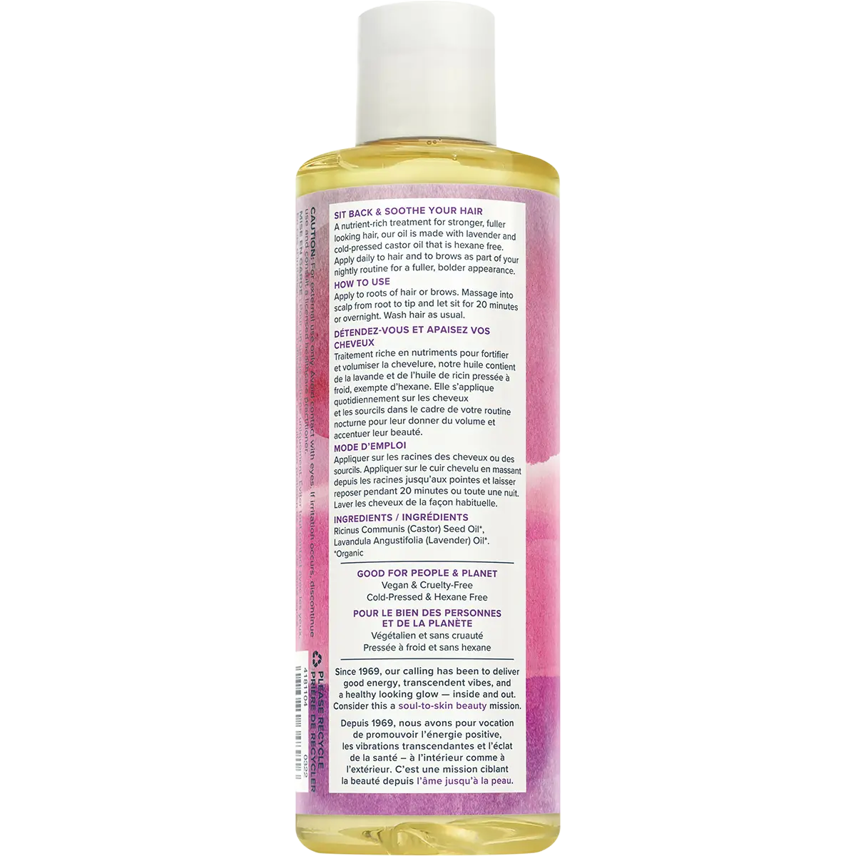 Heritage Store Lavender Castor Oil 237ml — back pack image (UHP)