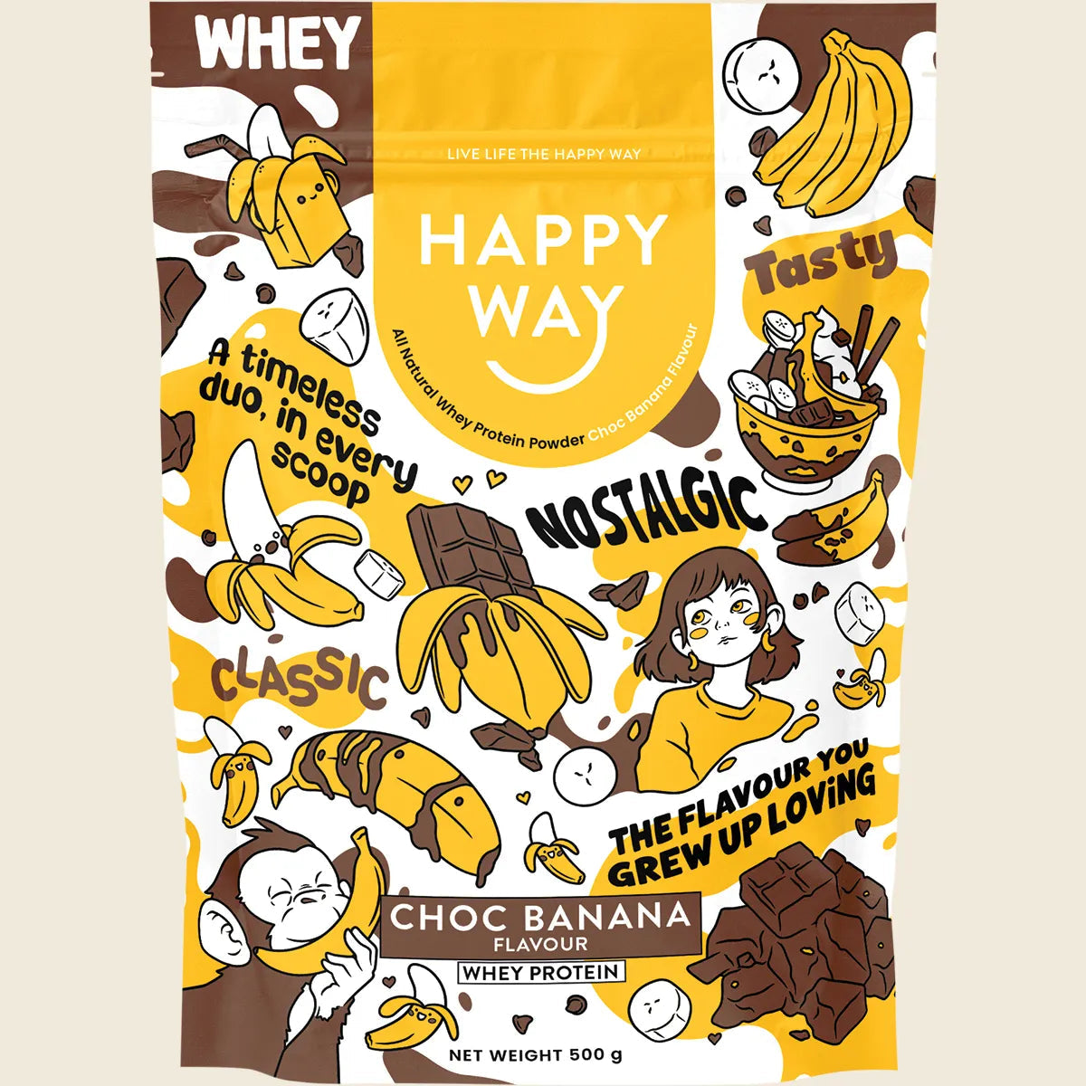 Happy Way Whey Powder Choc Banana 500g Happy Way
