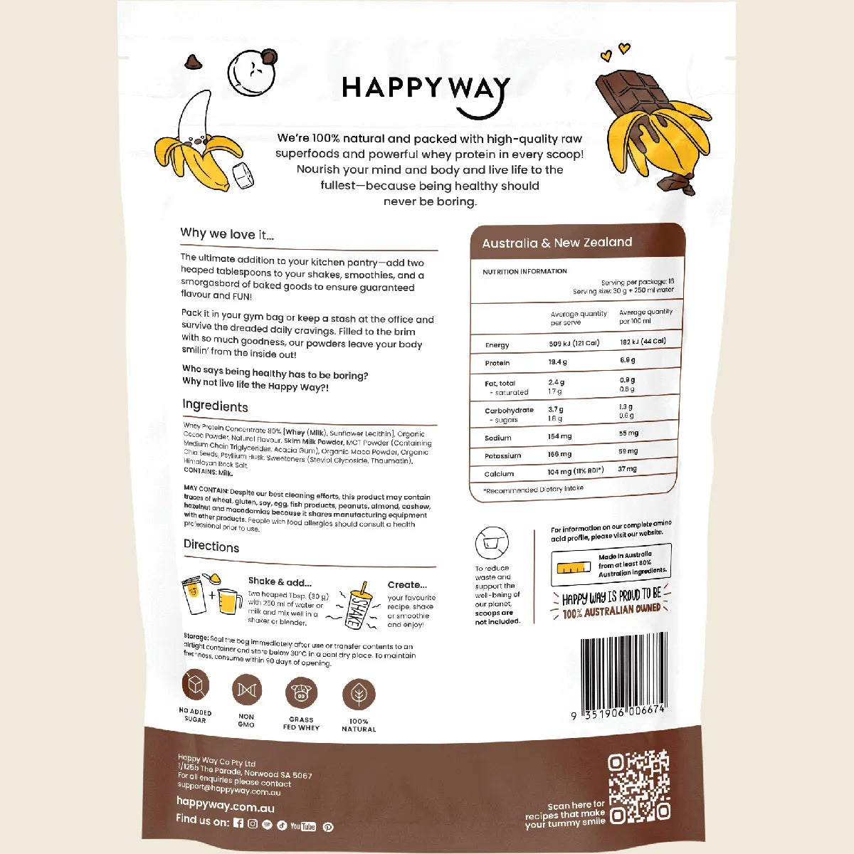 Happy Way Whey Powder Choc Banana 500g Happy Way